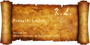 Kunyik Lajos névjegykártya